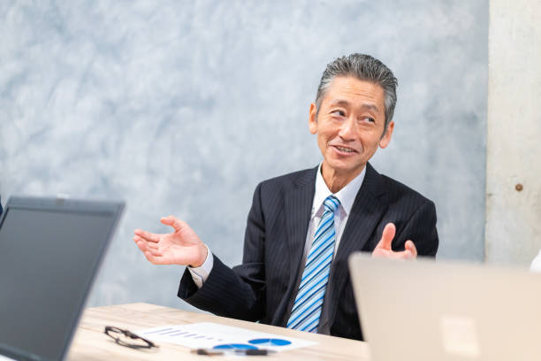 istock A manager in a suit expressing his opinion 1355809654