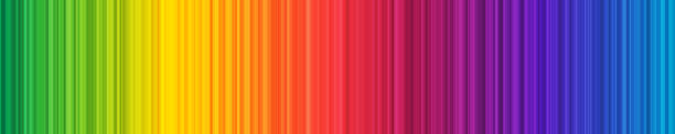 illustrazioni stock, clip art, cartoni animati e icone di tendenza di linee verticali sfumate colorate arcobaleno - rainbow striped abstract in a row
