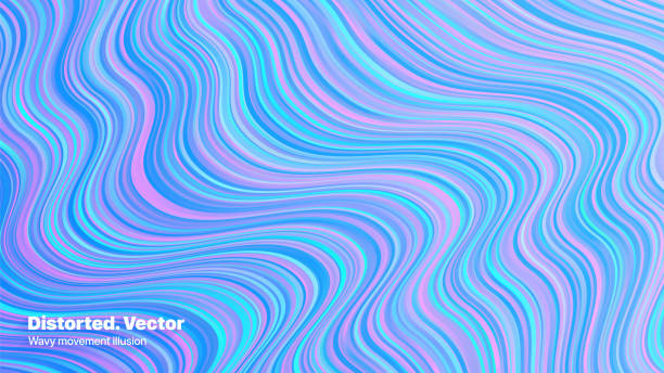Vector Colorful Holography Gradient Warped Striped Abstract Background Distorted Stripes Vector Colorful Holographic Gradient Abstract Background. Wavy Distortion Movement Illusion Psychedelic Wallpaper. Curved Line Vibrant Crazy Colors Drug Trip Surreal Art Illustration substance intoxication stock illustrations