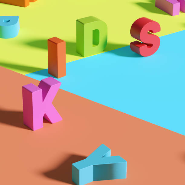 istock KIDS written with alphabet puzzle blocks in colorful set 1355810582