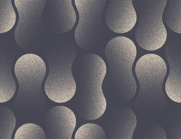 Modern Fashion Elegant Stippled Metaball Seamless Pattern Vector Background Modern Fashion Elegant Stippled Metaball Seamless Pattern Vector Abstract Background. Hand Drawn Double Circles Tileable Aesthetic Texture Dotted Repetitive Wallpaper. Halftone Retro Art Illustration illusion pattern circle image created 1960s stock illustrations