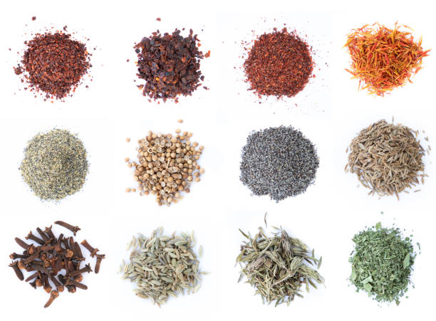 istock Colorful spices variety collection isolated on white background 1355812935