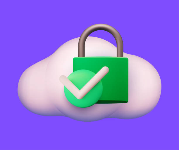 Safe cloud service or data protection icon concept with cloud and lock isolated on purple background. Vector illustration vector art illustration