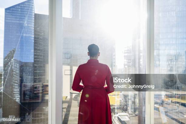 Portrait of contemplative Black businesswoman at window