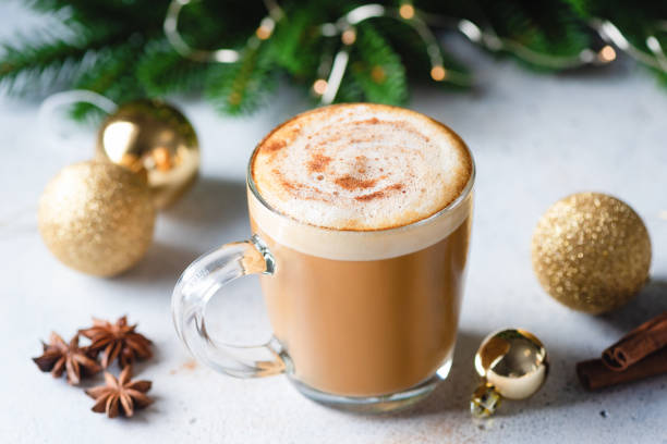istock Cappuccino with cinnamon hot Christmas drink 1355816905