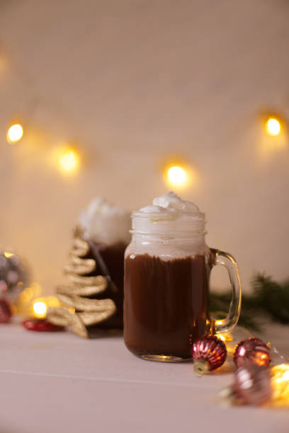 istock cocoa on a New Year's background, a New Year's drink 1355817163