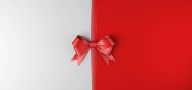 istock Background with minimal gift ribbon. 3D illustration. Copy space. 1355820164