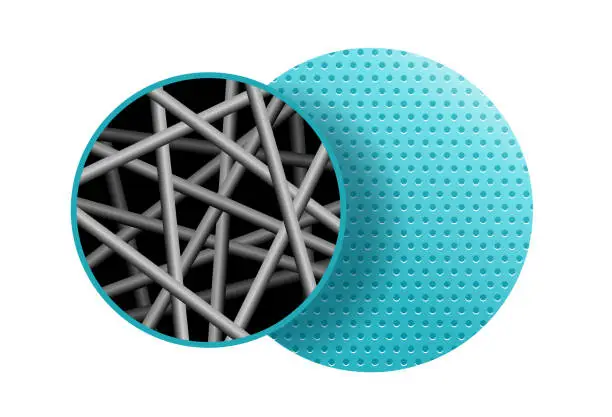 Vector illustration of Nanofiber 3D icon - textile fibers for face mask