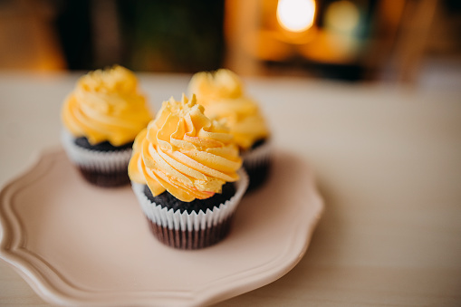 Beautiful delicious yellow muffins
