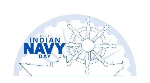 Vector illustration of Indian Navy Day. December 4.