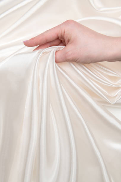 istock Silk fabric, pearl organza, cream color. 1355830982