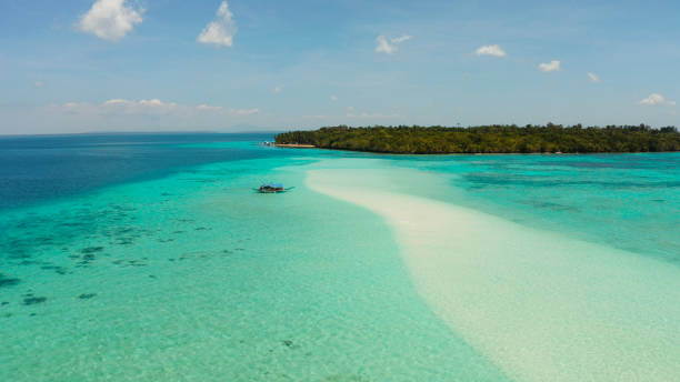 istock Sandy beach in the lagoon with turquoise water. Balabac, Palawan, Philippines 1355835928