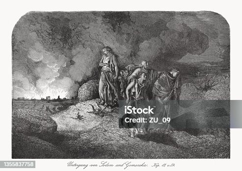 istock The Destruction of Sodom and Gomorrah, wood engraving, published 1862 1355837758