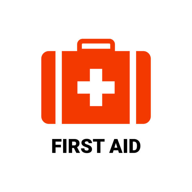 First aid icon symbol. Vector cross safety medic treatment ambulance first aid help vector art illustration
