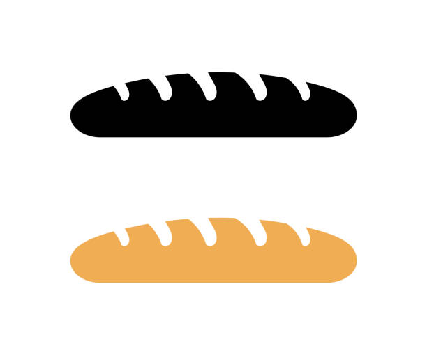 vector french bread illustration baguette logo. food bread flat hot icon - baguette stock illustrations