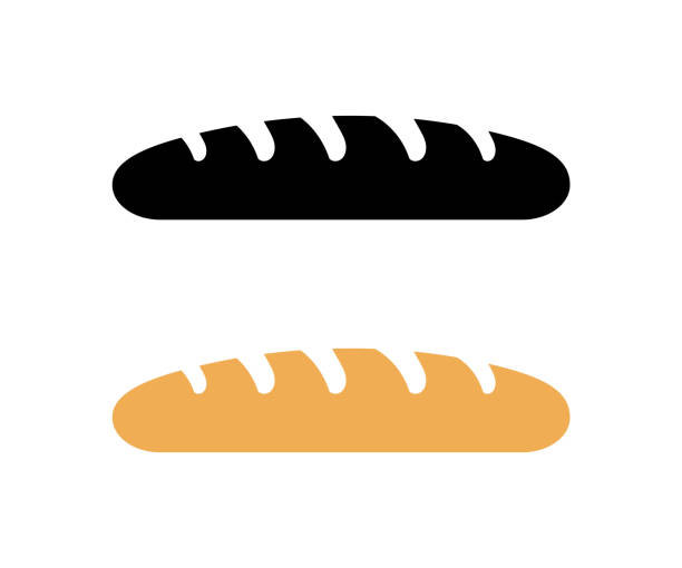 vector french bread illustration baguette logo. food bread flat hot icon - baguette 幅插畫檔、美工圖案、卡通及圖標