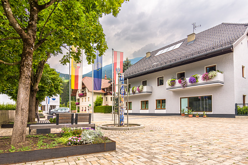 Small square in Dellach im Drautal, Carinthia region, Austria