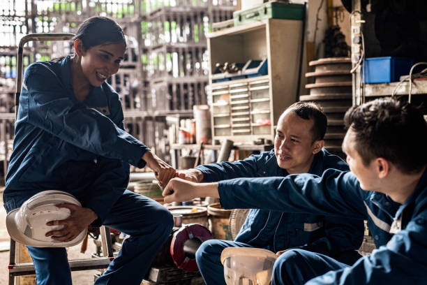 Motivation shot of factory workers