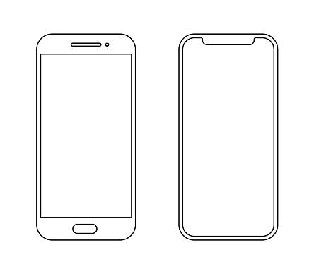 Smartphone outline icon mobile mockup. Wireframe front line vector cellphone.