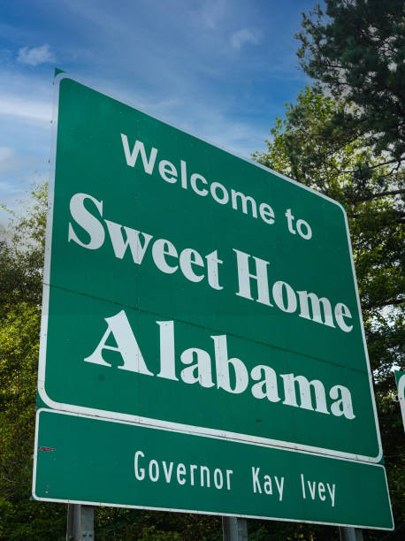 istock State Line Sign to Alabama, USA 1355845087