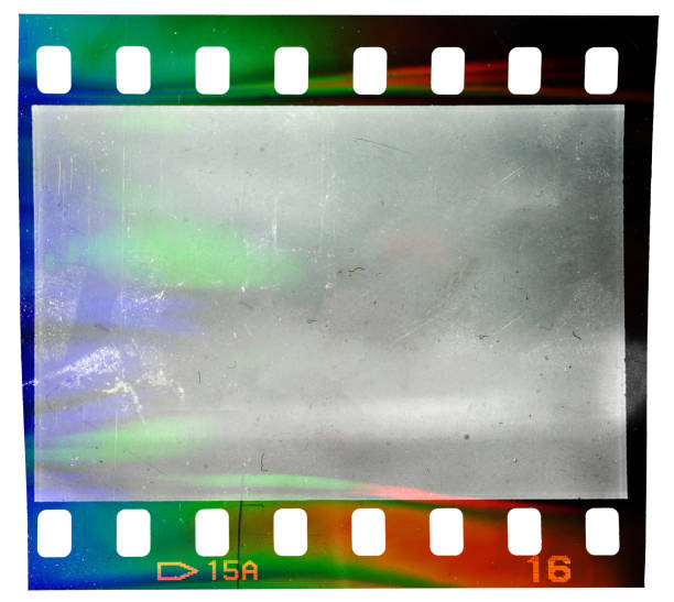 istock Single 35mm dia filmstrip, film frame on white background 1355845184