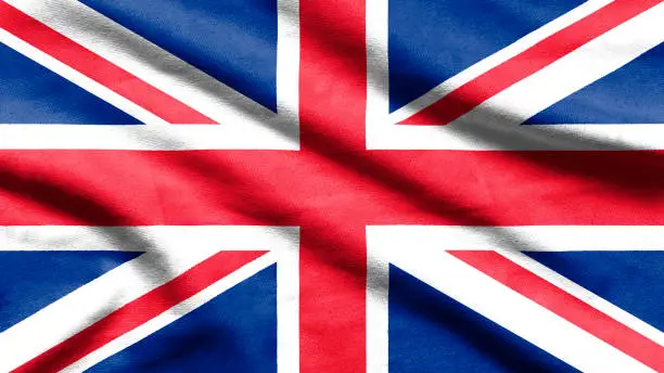 UK flag on wavy fabric.