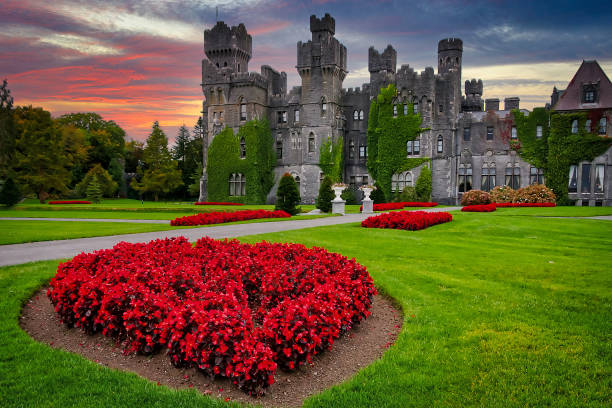 Amazing architecture of the Ashford castle in Co. Mayo stock photo