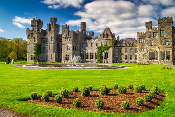 Amazing architecture of the Ashford castle in Co. Mayo stock photo