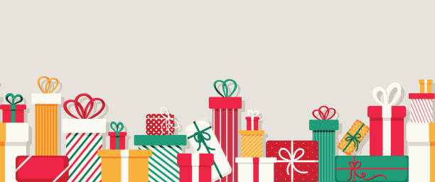 illustrazioni stock, clip art, cartoni animati e icone di tendenza di modello di regali colorati senza cuciture - christmas backgrounds gift bow