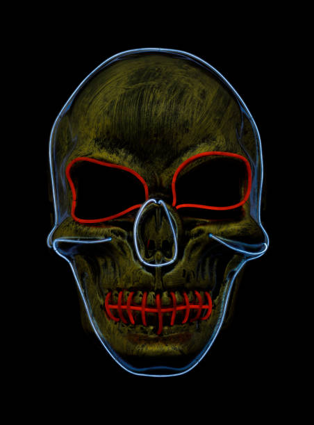 istock LED Skull Mask Light Up Halloween Mask Isolated Against Black Background 1355848192