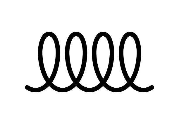 illustrations, cliparts, dessins animés et icônes de icône d’induction symbole de cuisson vecteur. conception de logo à ressort spiralé d’enseigne à induction - springs spiral flexibility metal