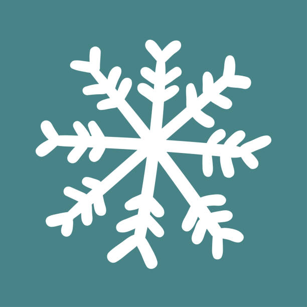 a white cute cartoon snowflake. a white snowflake. cute cartoon-style vector image isolated on a blue background snowflakes stock illustrations