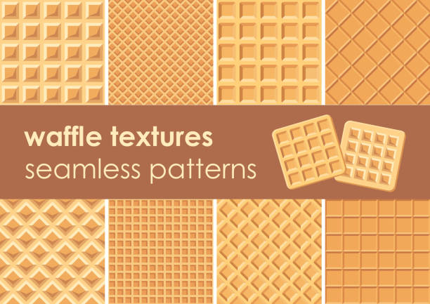 waffel textur set seamless - waffle stock-grafiken, -clipart, -cartoons und -symbole