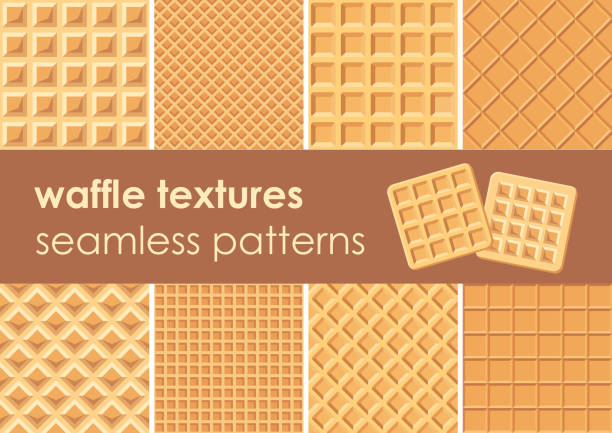 illustrazioni stock, clip art, cartoni animati e icone di tendenza di set di texture waffle senza soluzione di continuità - waffle