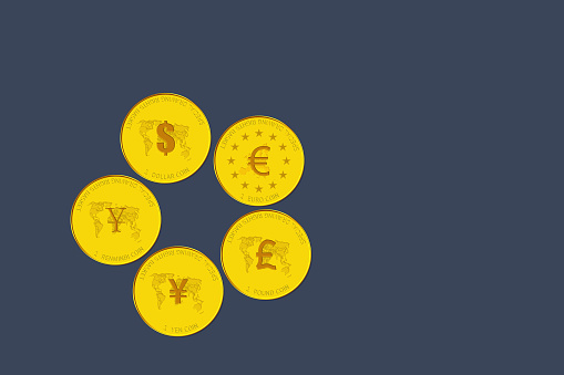 SDR  circle  concept with golden coins