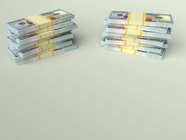 istock Big money stacks from dollars with blank background 1355859000