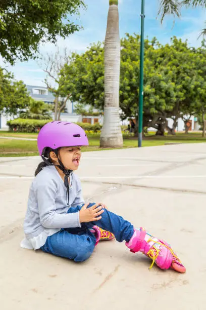 Photo of Little girl is sore because she fell while skating