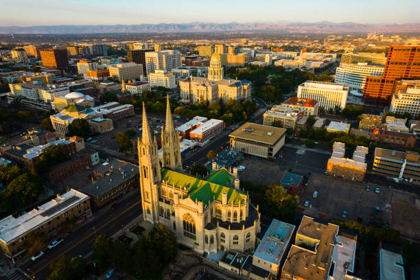 istock Sunrise with Spires , Cathedral , and Colorado State Capitol building 1355859146