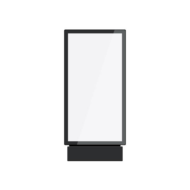 illustrazioni stock, clip art, cartoni animati e icone di tendenza di totem light box bilboard poster pubblicitario mockup. lightbox digitale icona display banner nero - lightbox