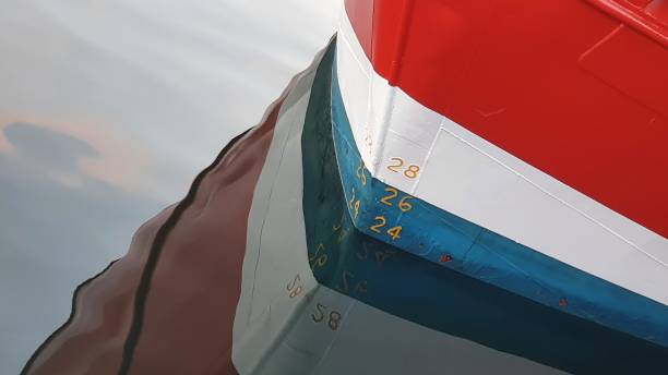 istock Red, white and blue boat hull 1355863332