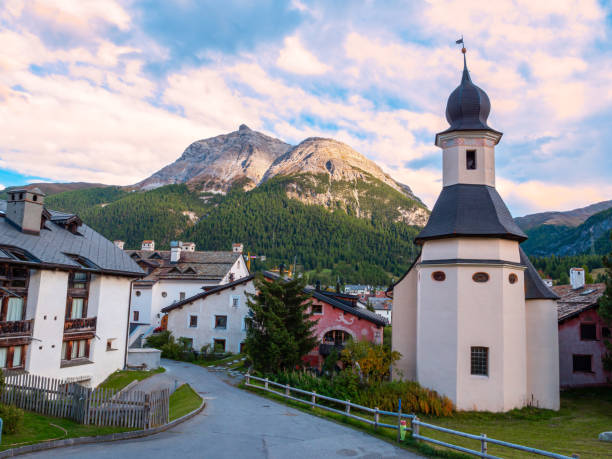 La Punt, Switzerland - September 29, 2021: La Punt is a municipality of the district of Maloja in the canton of Graubunden in Switzerland.