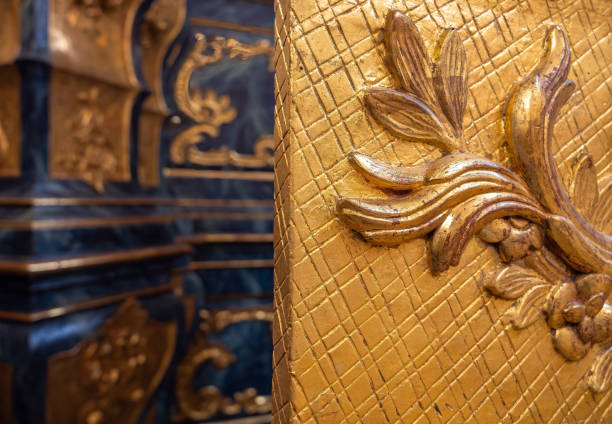 Closeup of a decorative historical detail in collegiate church of Saint-Ursanne in canton Jura, Switzerland.