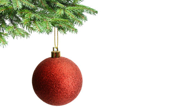 istock Christmas tree with chrismas ball on the white background 1355867107