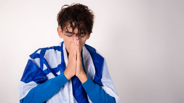 istock Young attractive guy with the Israeli flag. 1355869275