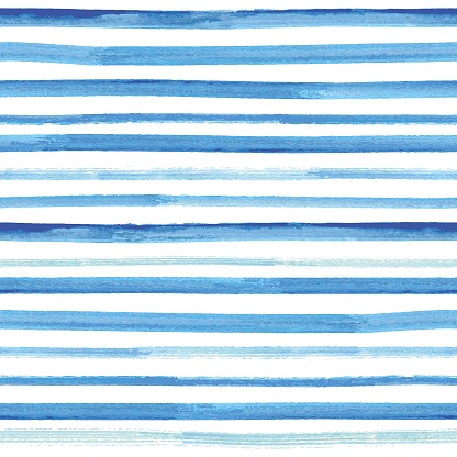 Watercolor Blue Horizontal Stripes Seamless Pattern Vector Illustration Design Print