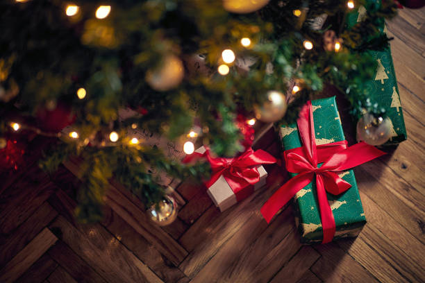 istock Christmas and new year evening with gift boxes. 1355872652