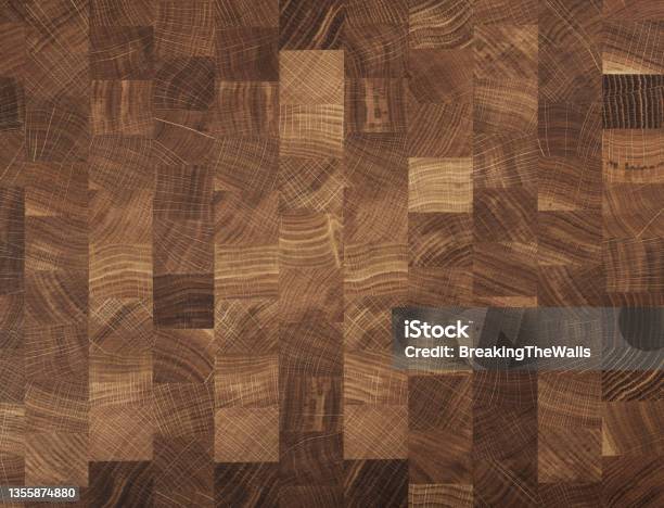 Wooded Butcher End Grain Chopping Block Stock Photo - Download Image Now - Butcher's Shop, Block Shape, Backgrounds