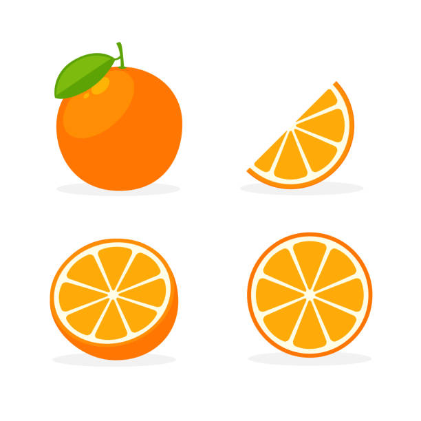 illustrations, cliparts, dessins animés et icônes de icône plate orange vectorielle. simple orange agrumes symbole de style de vie santé cartoon food - mandarine