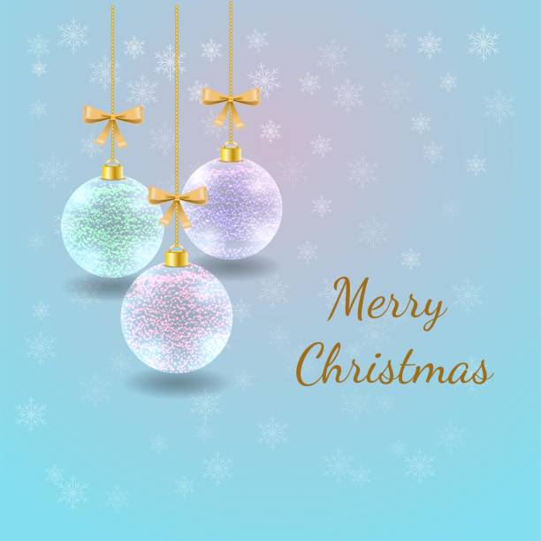 istock stock vector Christmas greeting card with balls and ribbons and snowflakes 1355884151