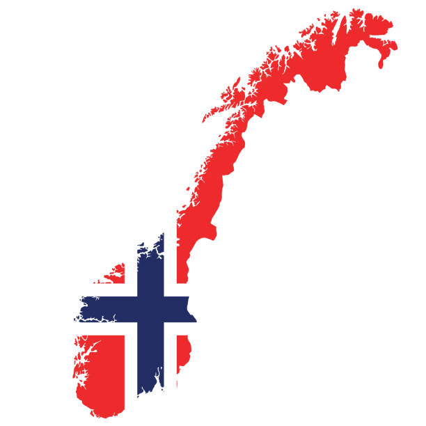 map of Norway with flag - vector design element map of Norway with flag - vector design element norwegian flag stock illustrations